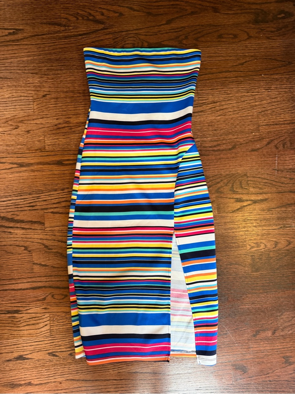 Derek Heart Multicolor Striped Strapless Bodycon Dress